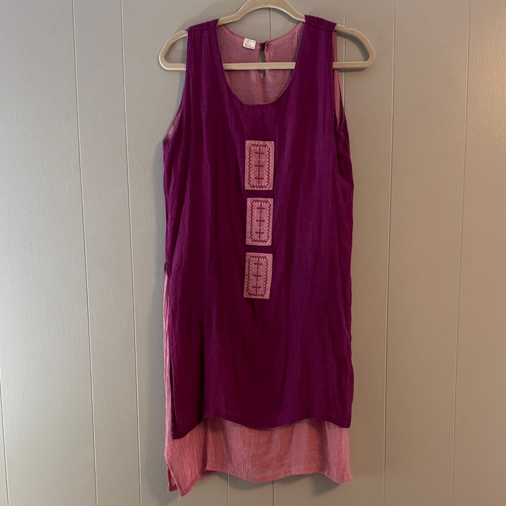 Women’s Silk & Cotton Tunic magenta pink vacation resort festival one size